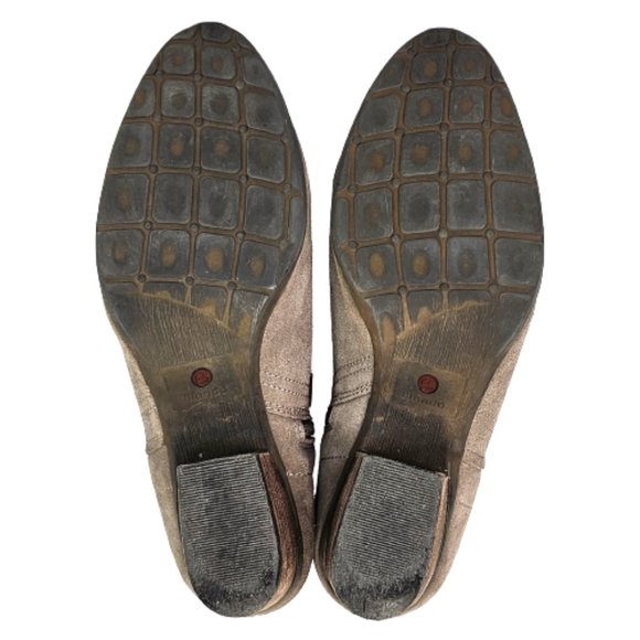 Blondo Valli Taupe Suede Waterproof Heeled Side Zip Ankle Bootie Shoes Sz 9.5 - Picture 10 of 12